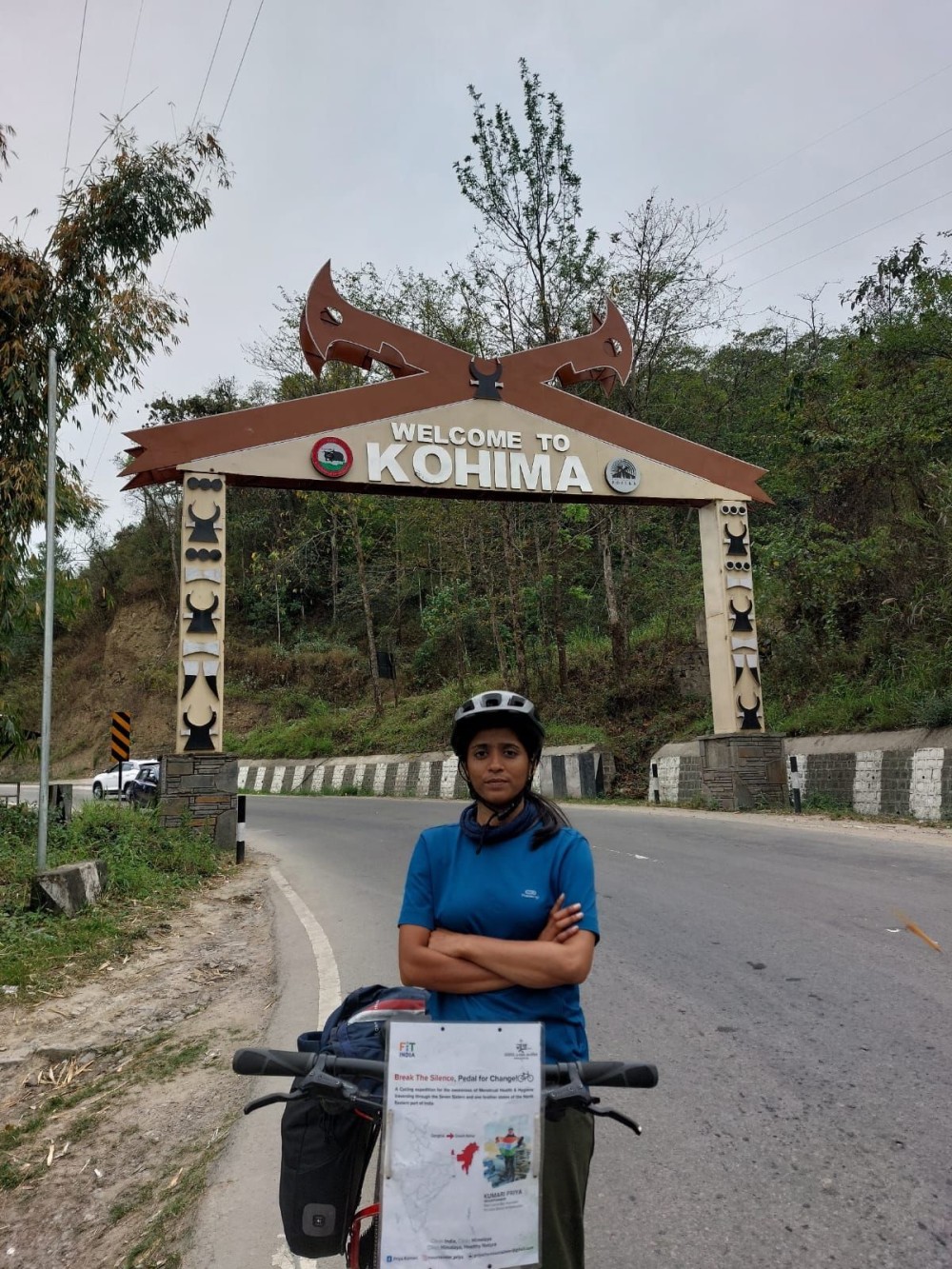 Priya Kumari, currently on a cycling campaign on menstrual health and hygiene in North-East states reached Kohima on April 9.